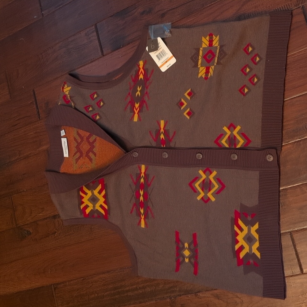 NWT Breckenridge Vest Cardigan 3X Painted Desert Southwestern Aztec 100% Cotton